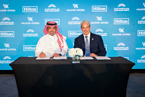 original Mr. Sultan Al Otaibi - CEO, Taiba Investments and Guy Hutchinson - President Middle East & Africa, Hilton (Photo: AETOSWire)