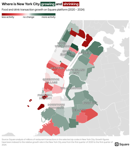 Square analysis of millions of restaurant transactions in the selected zip codes in New York City (Graphic: Square)