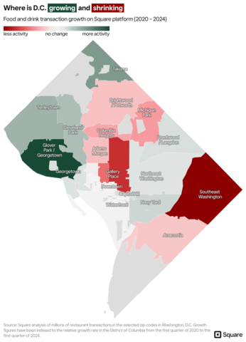 Square analysis of millions of restaurant transactions in the selected zip codes in Washington, D.C. (Graphic: Square)