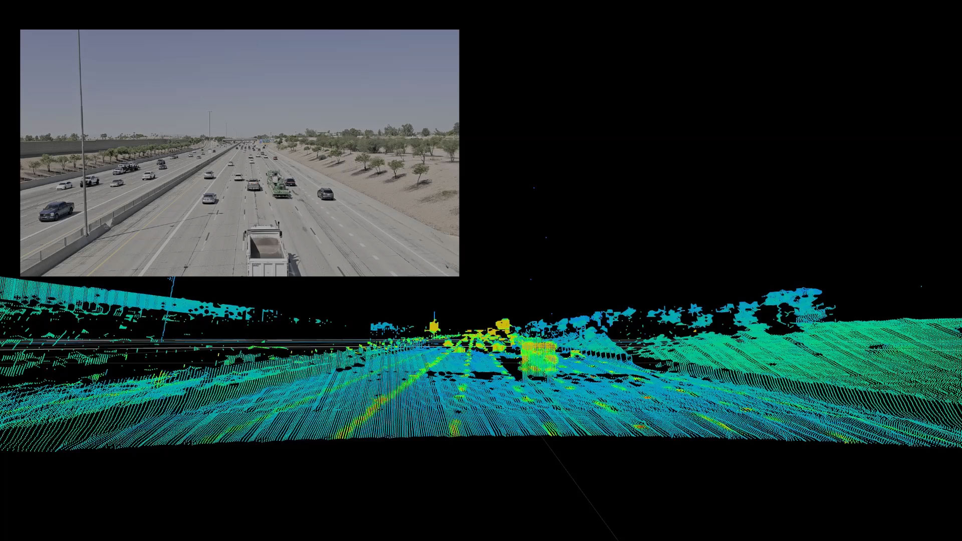 Visualization that demonstrates capturing 3D data up to 1km