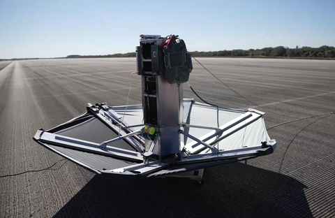 Sierra Space performed a series of drop tests on its Sierra Space Ghost decelerator on February 1 at Space Florida’s storied Launch and Landing Facility (LLF) in Florida. (Photo: Sierra Space)