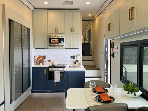 Interior of new ATC Pla 750 4419 fifth wheel toy hauler. (Photo: Business Wire)