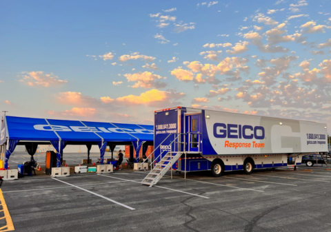 GEICO’s mobile catastrophe response command center is currently staged outside of Hurricane Milton's projected path. Once the storm passes, the command center will make its way to a strategic location on the Florida peninsula so teams can assist impacted customers as quickly as possible. (Photo: Business Wire)