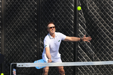 Phil Keoghan plays in the inaugural Emmys Pickleball Slam benefiting and presented by the Television Academy Foundation at the Riviera Country Club on Monday, Oct. 7, 2024, in Pacific Palisades, California. (Photo by Mark Von Holden/Invision for the Television Academy/AP Content Services)