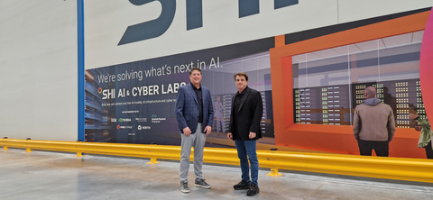 Jack Hogan, VP Advanced Growth Technologies, SHI International and John Fanelli, VP Enterprise Software, NVIDIA outside SHI’s AI & Cyber Labs facility in Piscataway, NJ, October 8, 2024. (Photo: Business Wire)