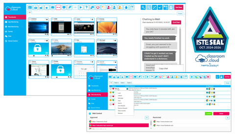 classroom.cloud from NetSupport has earned the prestigious ISTE Seal for aligning with ISTE Standards, validating high-quality learning design, user interface, and supporting research-backed teaching practices. Learn more at https://classroom.cloud/iste-seal/. (Graphic: Business Wire)