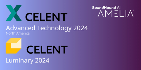 SoundHound's Amelia conversational AI platform has received the XCelent Advanced Technology 2024 Award, and achieved "Luminary" status, from research and advisory firm Celent. (Graphic: Business Wire)