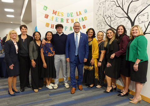 Representatives of Lemelson-MIT, Students, Families and Teachers meet with Secretary of Education Miguel Cardona (center). Photo courtesy of The Lemelson Foundation)