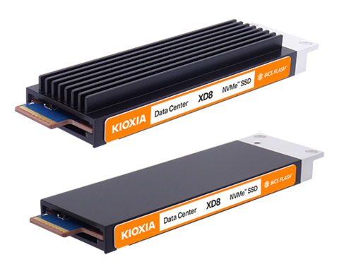 KIOXIA XD8 Series PCIe 5.0 NVMe EDSFF E1.S SSDs for Cloud and Hyperscale Environments  </div> <p>Designed for cloud and hyperscale environments, the KIOXIA XD8 Series meets the growing demand for higher performance, enhanced efficiency, and greater scalability in data centers. The new drives empower cloud providers and hyperscalers to optimize their infrastructure, delivering superior performance while maintaining operational efficiency.</p> <p>Available in capacities of 1.92, 3.84 and 7.68 terabytes (TB), KIOXIA XD8 Series evaluation drives are now sampling to select customers.</p> <p>KIOXIA XD8 Series highlights include:</p> <ul> <li>Additional NVMe support includes NVM Express Management Interface (NVMe-MI<sup>TM</sup>) v1.2c</li> <li>Sequential read performance up to 12,500 gigabytes per second (a 73% improvement over the previous generation)<sup>(2)(4)</sup> </li> <li>Sequential write performance up to 5,800 megabytes per second (a 20% improvement)<sup>(2)(4)</sup> </li> <li>Random Read performance of 2,300 K Input Output Per Second (IOPS) (a 48% improvement)<sup>(2)(3)(4)</sup> </li> <li>Random write performance up to 250 K IOPS (a 25% improvement ) <sup>(2)(3)(4)</sup> </li> <li>EDSFF E1.S with 9.5 mm, 15 mm and 25 mm heat sink options</li> <li>Kioxia designed SSD controller, BiCS FLASH<sup>TM</sup> 3D flash memory and firmware</li> <li>Non-SED and TCG Opal SSC SED options</li> <li>Full end-to-end data protection, power loss protection</li> </ul> <p>Related Link:  KIOXIA XD8 Series Product Information  <a rel=