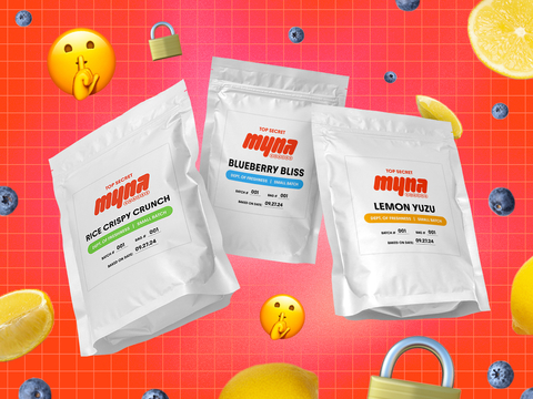 Myna Snacks' Three Limited Batch Flavors: Rice Crispy Crunch, Blueberry Bliss, and Lemon Yuzu (Graphic: Business Wire)