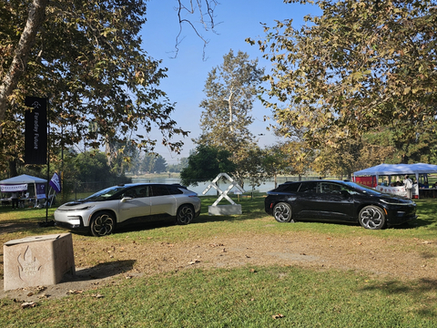 FF 91 2.0 Futurist Alliance Models Displayed as Faraday Future Participates in a Co-Creation Event with the 22nd SongZhuMei Thousand People Picnic this past Saturday October 12 in suburban Los Angeles at Whittier Narrows Recreation Area in South El Monte. (Photo: Business Wire)