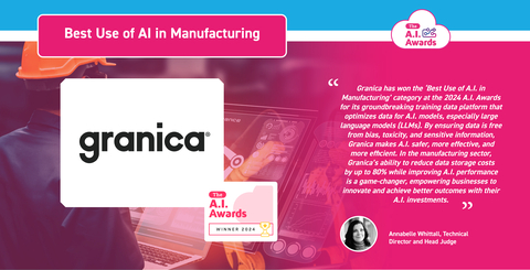 Granica Wins Best Use of AI in Manufacturing in the 2024 AI Awards (Graphic: Business Wire)