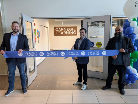 Carnegie Learning celebrates the grand opening of the education technology company's Canadian Headquarters corporate office with a ribbon-cutting ceremony in the heart of St. Johns, Newfoundland and Labrador. Pictured (L-R) are Minister of Industry, Energy and Technology, the Honourable Andrew Parsons, Carnegie Learning CEO Barry Malkin and Carnegie Learning Vice President of Canadian Operations Hasan Hai. (Photo: Business Wire)