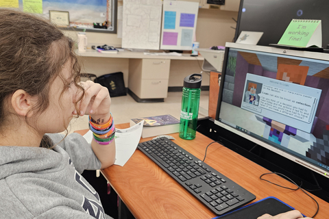 Student developing skills in Coding in Minecraft and Cyber in Minecraft, both from Prodigy Learning and Minecraft Education (Photo: Business Wire)