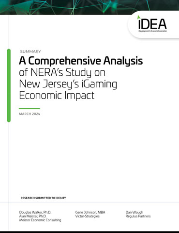 At-a-glance summary of iDEA's Comprehensive Analysis of NERA's Study on New Jersey's iGaming Economic Impact