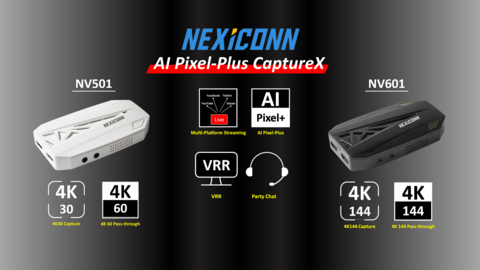 NEXiCONN product AI Pixel-Plus CaptureX NV601 & NV501. Supports Up to 4K144 Capturing & Pass-through. (Graphic: Business Wire)