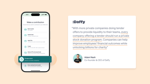 Daffy Launches Innovative ‘Private Stock Donation Program’ for Workplaces to Unlock Billions for Charity (Graphic: Business Wire)