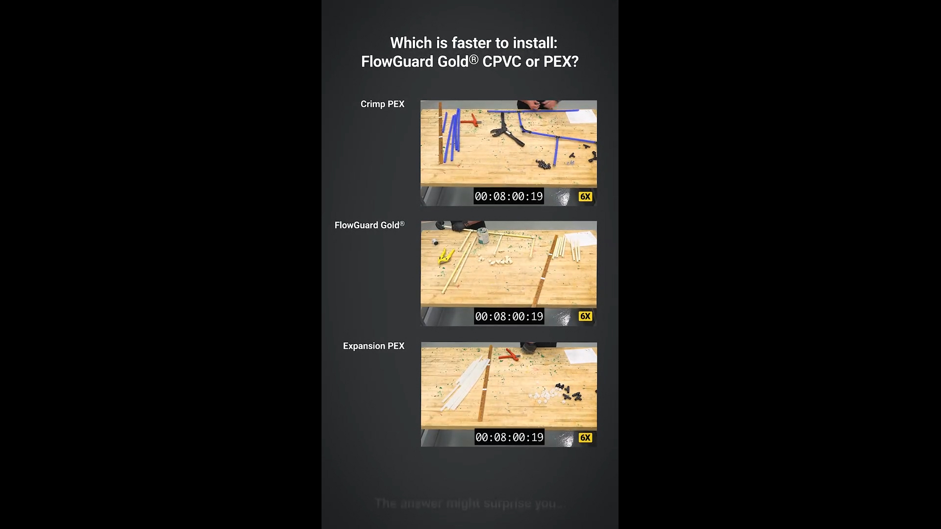 This video provides a side-by-side comparison of installation speeds for plastic plumbing systems and reveals which is faster to install: PEX or CPVC.