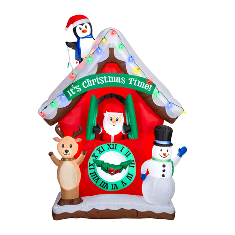 Gemmy Animated Inflatable Christmas Clock Scene