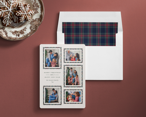 The Minted + Petite Plume collection inspires consumers to embrace each and every chance to connect this holiday season. Holiday card design by Erica Krystek shown with the “Petite Plume Windsor Tartan” envelope liner. (Photo: Business Wire)