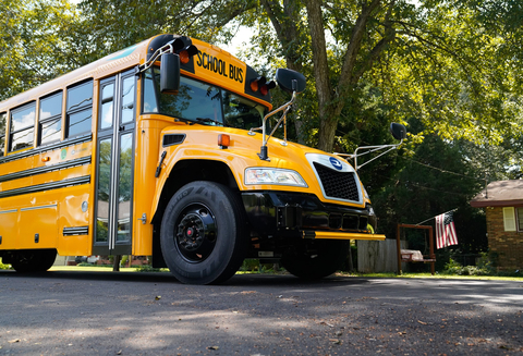 original Blue Bird delivered the first fleet of 38 near-zero emission, propane-powered Vision school buses to the School District of Philadelphia to help the district accelerate its shift to clean student transportation. (Image provided by Blue Bird Corporation)
