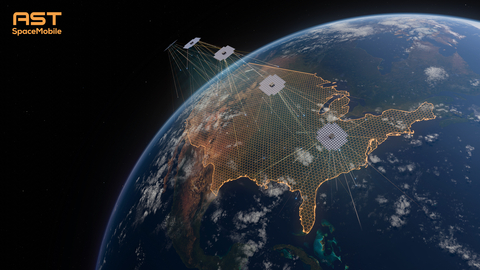 AST SpaceMobile BlueBird 1-5 unfolded, US coverage with 5600+ cells (Graphic: Business Wire)