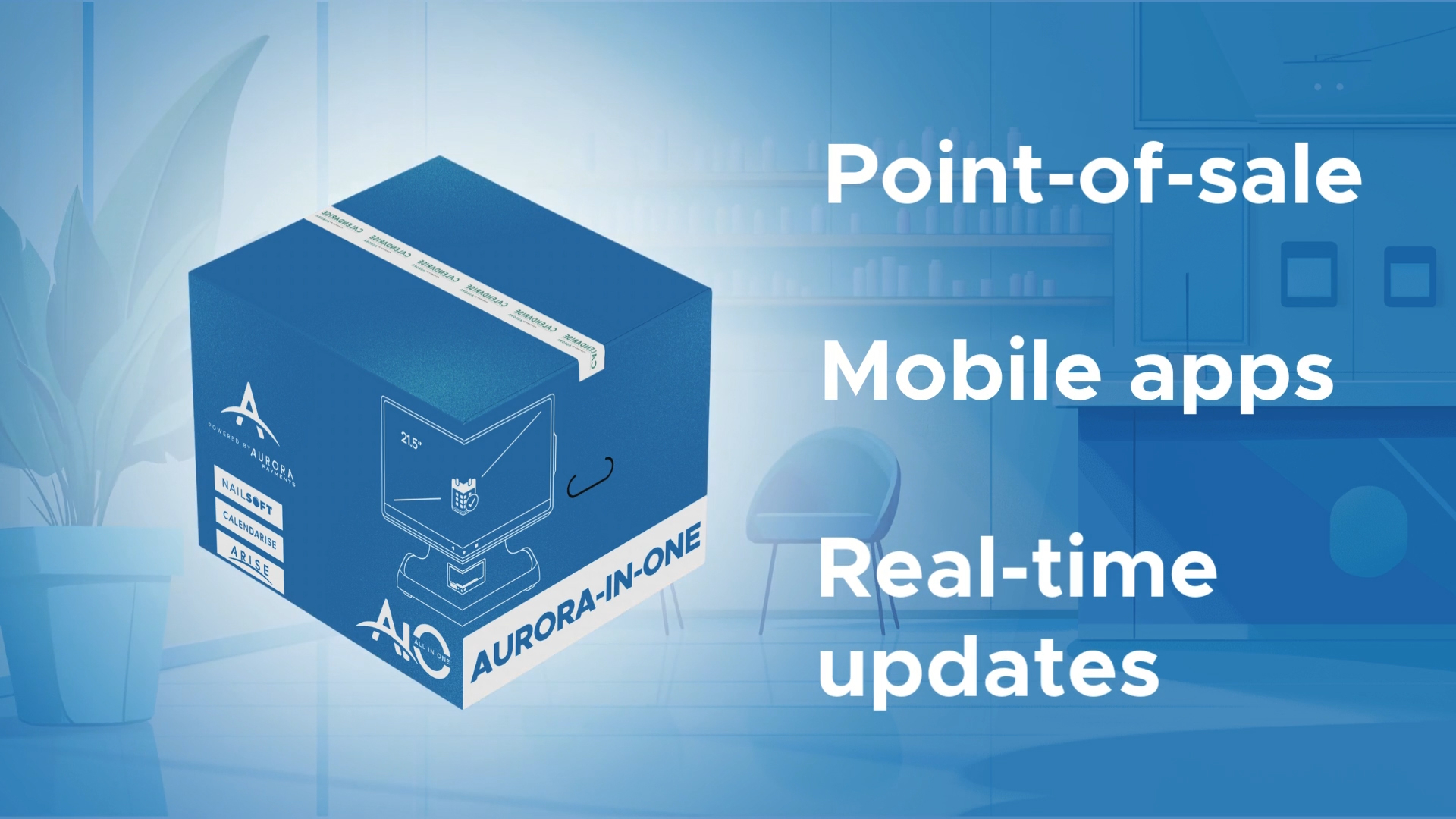 Discover Aurora-in-Box (AiB), the ultimate flexible point-of-sale (POS) solution for SMBs. Featuring customizable software options like Calendarise and hardware like Aurora-in-One, it's an all-in-one system that adapts to small businesses' unique needs, streamlining everything from scheduling to payments. Aurora-in-Box offers the flexibility to create the perfect setup for small businesses - from a complete POS package to just specific components. SMBs Rise with Aurora.