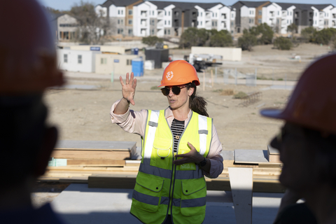 Sarah Satterlee, Director of Architecture & Site Development, provides a tour of the Community First! Village in Austin, Texas. (Photo: Business Wire)