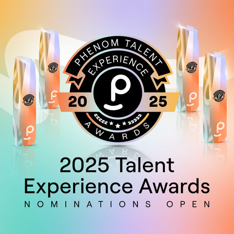 Phenom is accepting nominations for the 2025 Talent Experience Awards, recognizing organizations, teams and individuals for phenomenal achievements using intelligence, automation and experience to hire employees faster, develop them to their full potential and retain them longer. The nomination deadline is December 1, 2024. Award recipients will be announced at Phenom’s annual industry conference, IAMPHENOM (March 11-13, 2025 at the Philadelphia Convention Center). (Graphic: Business Wire)