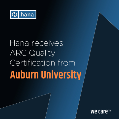 Hana Technologies, a leading global manufacturer of RFID inlays and tags, is proud to announce that its factories in Ohio, USA, and Jiaxing, China have received its ARC recertification, receiving the prestigious ARC Quality Certification for the Design and Manufacturing of RFID Inlays. (Graphic: Business Wire)