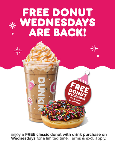 Free Donut Wednesdays Are Back at Dunkin' (Photo: Business Wire)