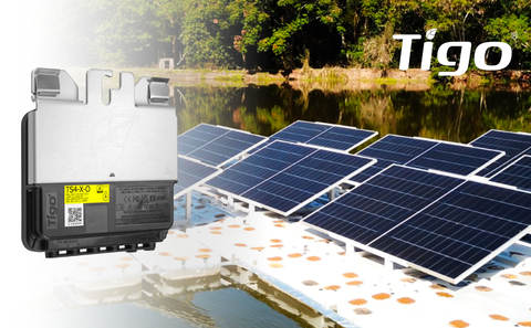 Apollo Flutuantes recently demonstrated a model of the future floating solar project site, which will feature Tigo Energy TS4-X-O devices for optimization, monitoring, and safety. (Graphic: Business Wire)