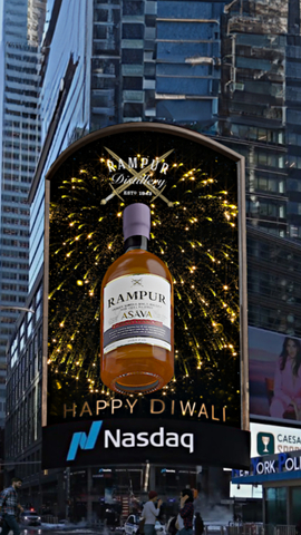 This Diwali, we lit up Times Square with Rampur Indian Single Malt Asava Best World Whisky! (Photo: Business Wire)