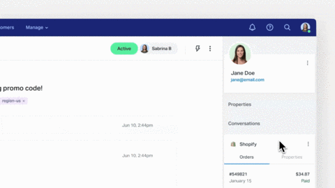 Merchants spend less time switching systems and more time taking care of customers with Help Scout's Shopify integration. Stay in the flow and in the know with detailed customer data, relevant order info and the ability to work directly in Help Scout.