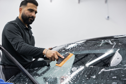 XPEL’s all-new Windshield Protection Film is applied to the outside of a windshield, helping to make it more impact-resistant and prevent costly repairs. (Photo: Business Wire)