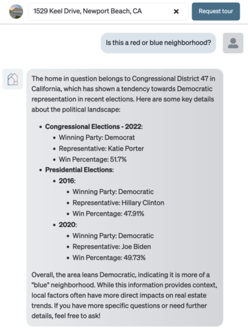 Interested in a home? Use NeighborVote and Flyhomes' conversational AI to find out if it's in a 'Red' or 'Blue' neighborhood. (Graphic: Business Wire)