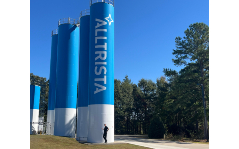 Gary Waller, CEO of Alltrista, stands beside an iconic company silo. (Photo: Business Wire)