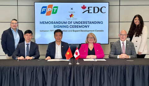 The MOU signing ceremony between EDC and FPT was facilitated by the Canada-Vietnam Chamber of Commerce in Montreal, Canada (Photo: Business Wire)