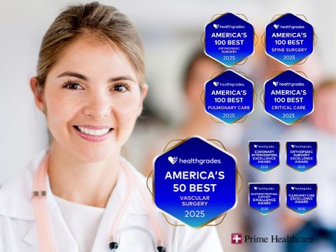 Prime Healthcare's hospitals received more than 150 awards that include "America's 100 Best by Specialty," Specialty Excellence Awards and Five-Star Awards. (Graphic: Prime Healthcare)