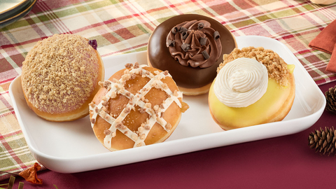 Four new doughnuts inspired by favorite Thanksgiving pies available beginning Nov. 7 (Photo: Business Wire)