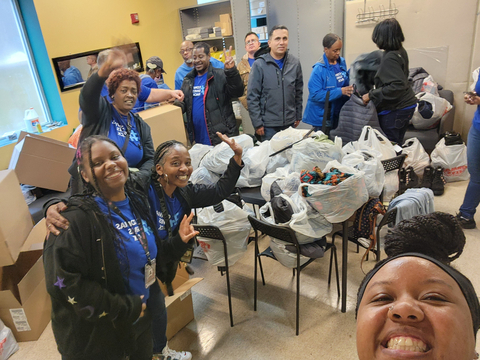 Corvias team members packing up 240 purchased items to give to veterans in need at the John D. Dingell VA Medical Center in Detroit. (Photo: Business Wire)