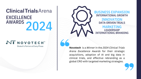 2024 Clinical Trials Arena Excellence Award Winner Presented to Novotech (Graphic: Business Wire)