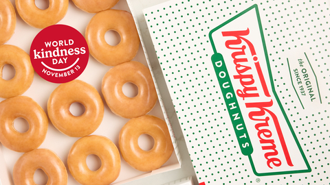 The first 500 guests who visit each participating shop across the U.S. Nov. 13 can receive a dozen Original Glazed® Doughnuts for FREE to enjoy and share with others – no purchase necessary. (Photo: Business Wire)