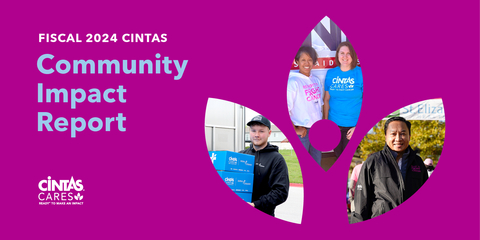 The Cintas FY’24 Community Impact Report covers the company’s fiscal year from June 1, 2023, to May 31, 2024. (Graphic: Business Wire)