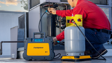 The MR45 Digital Refrigerant Recovery Machine is one of many tools in the Fieldpiece Instruments portfolio that makes an HVACR technician’s job easier, faster, and better. (Photo: Business Wire)