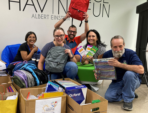 original As one of the most innovative business services companies in North Texas for the eighth year, EFG Companies employees applied their cultural commitment of giving back to the community recently, gathering over 500 school supply bundles for a local program serving women and children in the Irving, Texas, area. (Photo: Business Wire)