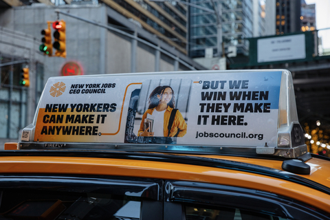 New York Jobs CEO Council ads featuring the #MakeItHereNYC campaign will run on MTA transit and within yellow taxis throughout November and December, highlighting the organization's commitment to building a stronger, more equitable New York City workforce. (Photo: Business Wire)