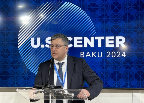 Pierre Bechelany, Fluor's President of LNG & Power, speaking today at the United Nations COP29 climate change conference in Baku, Azerbaijan, moments before Fluor and its JV partners signed a contract for the design phase of Units 3 & 4 at the Cernavoda Power Plant in Romania. (Photo: Business Wire)