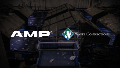 AMP will equip and operate one of Waste Connections’ greenfield, next-generation recycling facilities with AI-powered sortation technology. Located in Commerce City, Colorado, the facility will be commissioned in early 2026. (Graphic: Business Wire)