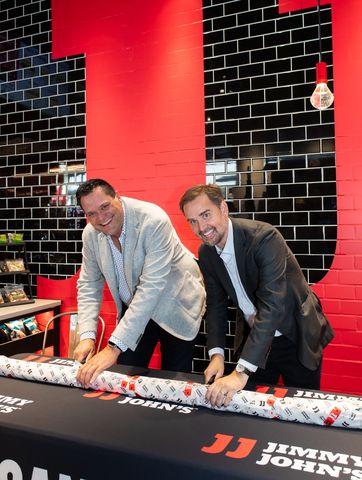 Peter Mammas, President and CEO of Foodtastic (left) and Michael Haley, President and Managing Director, International, Inspire Brands (right), celebrated the official opening of the first Jimmy John’s in Canada on Tuesday, November 19, 2024, in Toronto. The Sandwich of Sandwiches has officially arrived in Canada. The Canadian Press Images PHOTO/Monica Healy